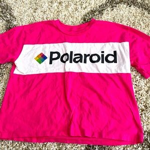 Cropped pink Polaroid shirt